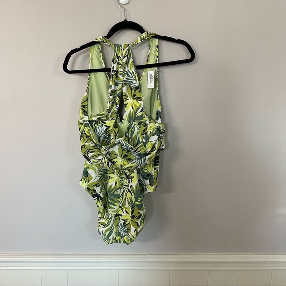 Adore Me Monroe Contour Palm Paradise Halter Neck One Piece Swimsuit Sz 0X NWT - Picture 9 of 9